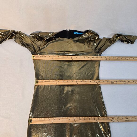 ALICE + OLIVIA Quite Luxury Gold Metallic Tabitha Bodycon Dress Size 6 LIKE NEW! - Picture 16 of 17